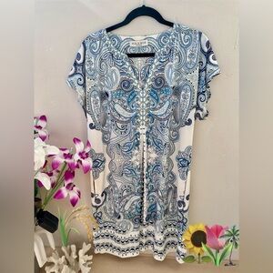Hale Bob Blue and Cream Paisley Dress